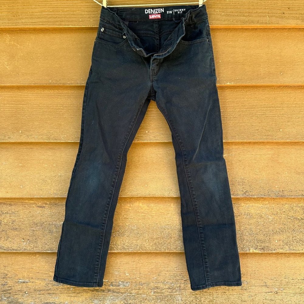 Levi’s Denizen Black Skinny Fit Boys Denim Adjustable Waist Jeans - Picture 1 of 11
